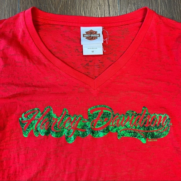 Harley-Davidson long sleeve v neck tee SZ MD - Picture 2 of 4